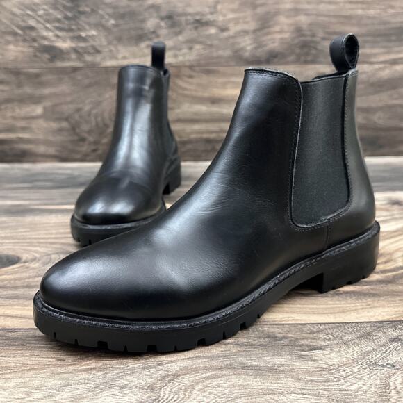 NWOB Steve Madden 9.5M Leopold Black Leather Chelsea Boots Bootie - Picture 3 of 13